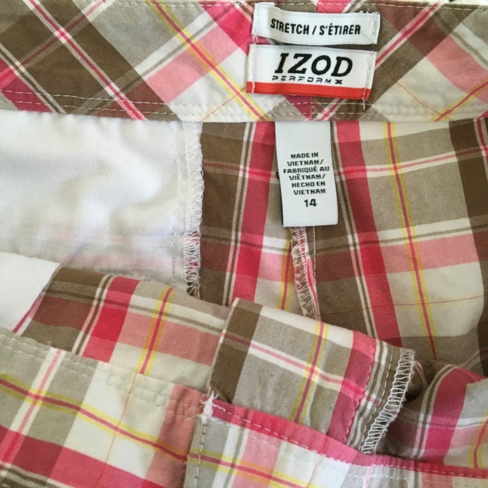 IZOD PERFORMX STRETCH GOLF SHORTS, WOMAN SIZE 14 TAN AND PINK. (15) - Picture 3 of 6